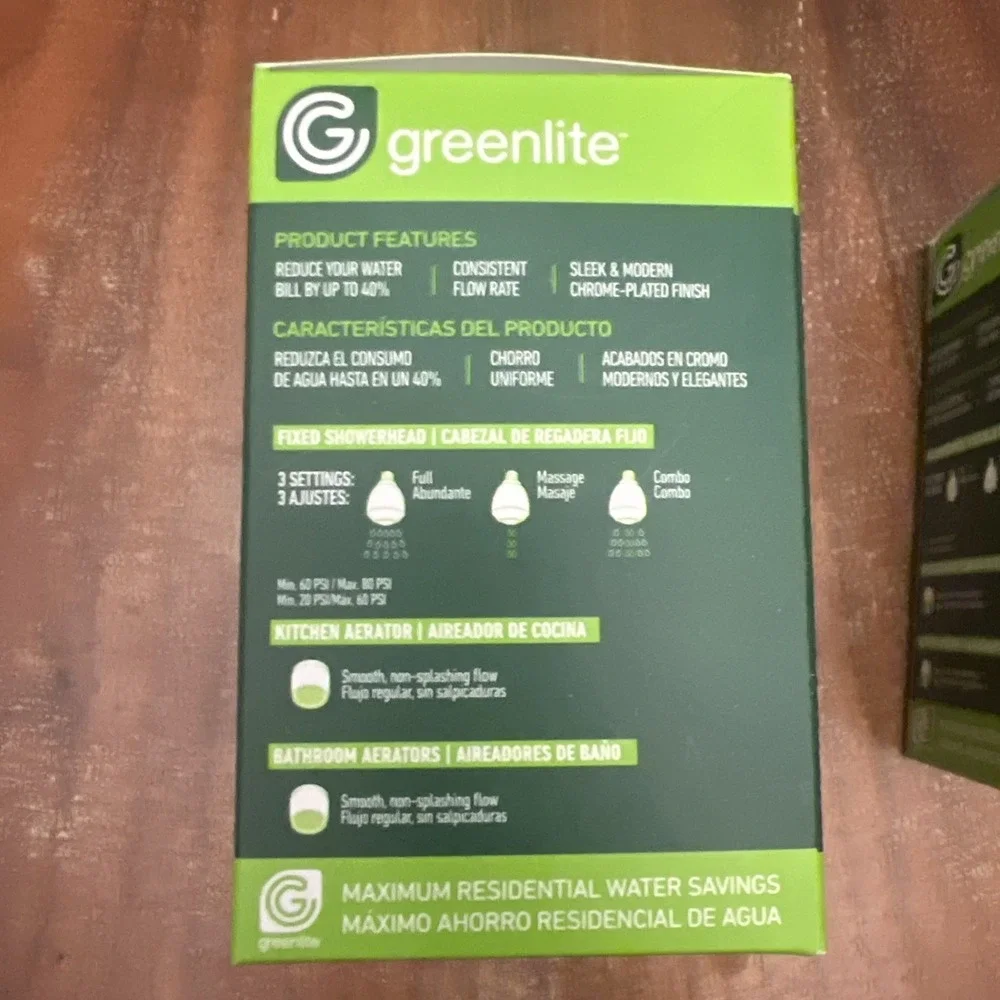 A+ 3Products Greenlite 1 Showerhead+2 Aerators Bathroom Kitchen Water Saving Kit